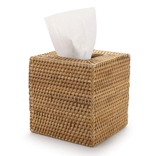 [Gazdag]Rattan Tissue Box Cover Square, Hand Woven Wicker Tissue Holder, 5.5 x 5.5 X 5.7 inch, Natural V1189-LWWAL-20260325-00404
