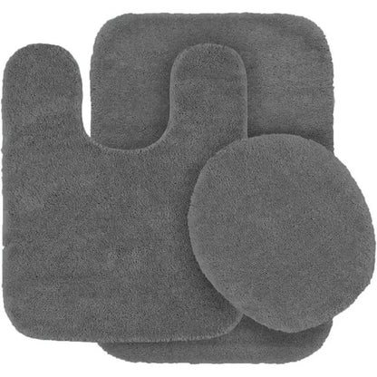 Gorgeous Home Linen Bathroom 6 Modern Solid Print 3-Count Grey Polyester Bath Rugs, 18 x 28, Non-Slip Backing V1189-LWWAL-20260325-00409