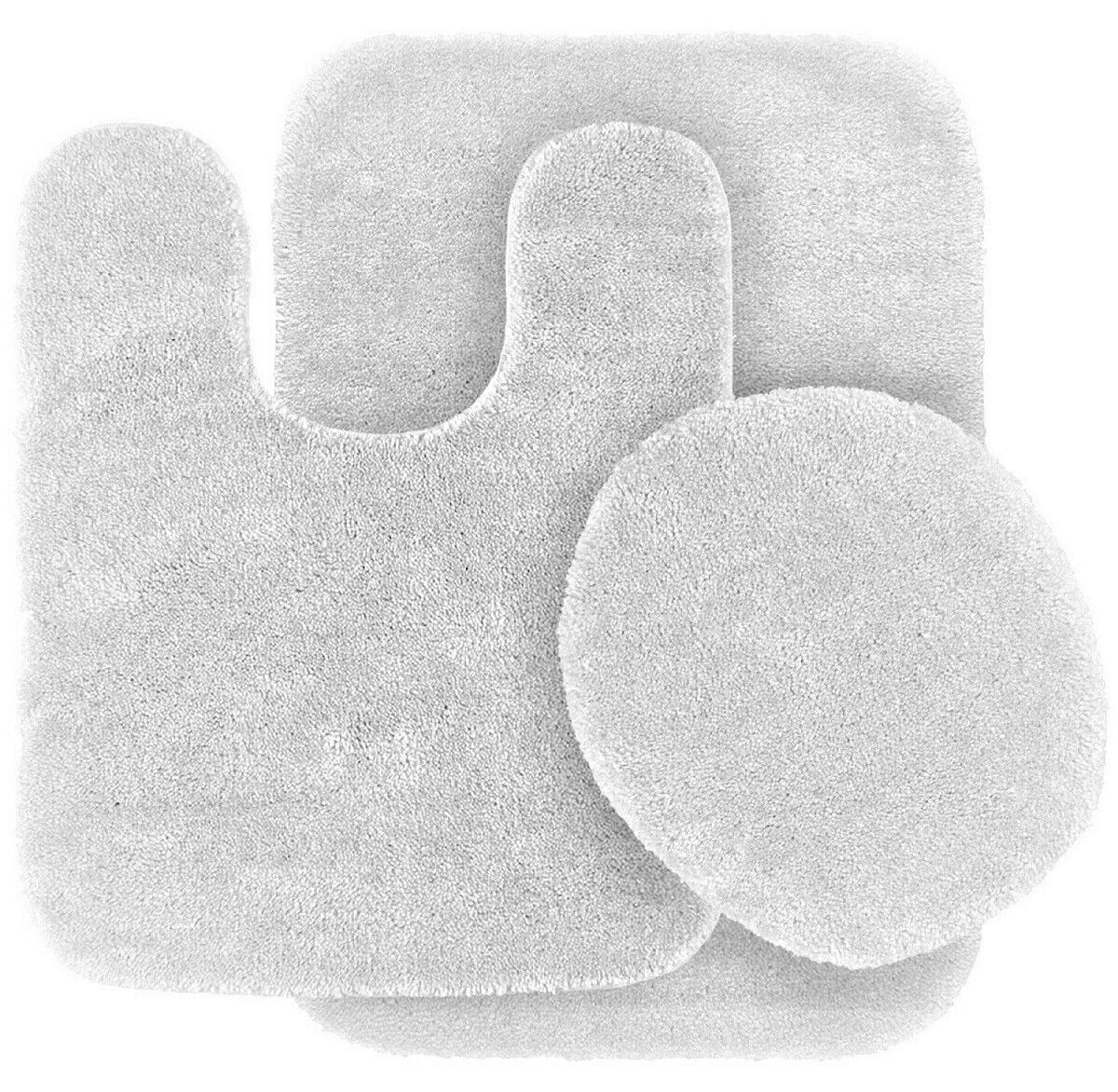 Gorgeous Home Linen Bathroom 6 Modern Solid Print 3-Count Grey Polyester Bath Rugs, 18 x 28, Non-Slip Backing V1189-LWWAL-20260325-00418
