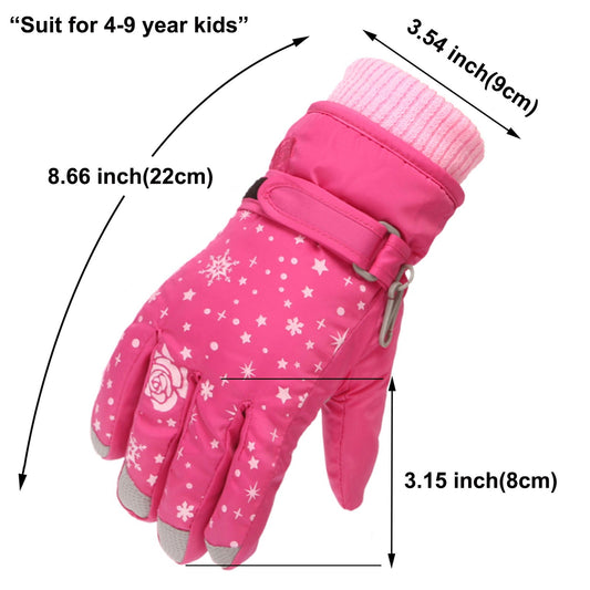 TAIAOJING Kids Winter Snow Ski Gloves Kids Winter Warm Windproof Cold Weather Outdoor Sports Gloves For Boys V1189-LWWAL-20260325-00433