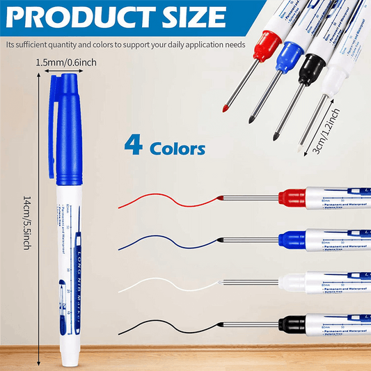8 Pcs Deep Reach Markers Long Nose Marker Waterproof Deep Hole Marker 30 mm Reach Permanent Markers, 4 Colors V1189-LWWAL-20260325-00437