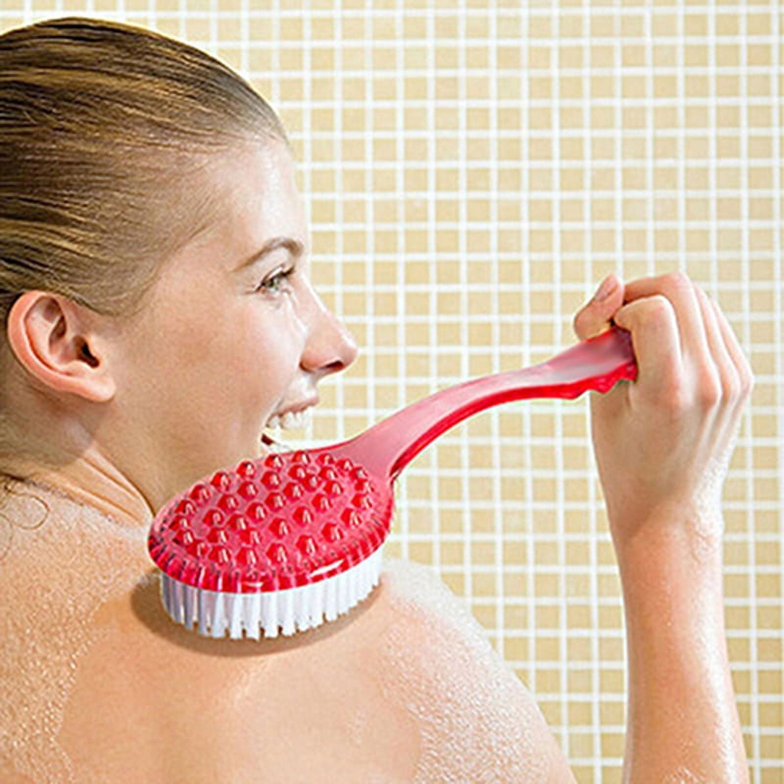 Warkul Long Handled Bath Shower Back Brush Body Scrubber Massager Skin Cleaning Tool Brush 2023 New Rose Red V1189-LWWAL-20260325-00471