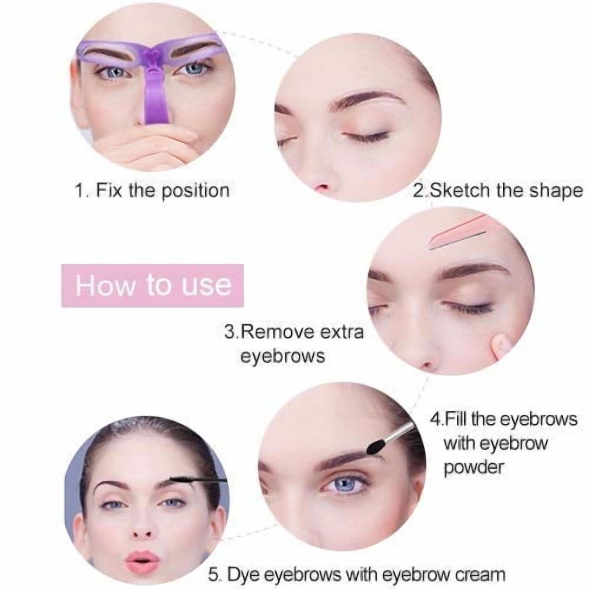 Eyebrow Stencils, Eyebrow Template, 8 Styles Reusable Eyebrow Stencil V1189-LWWAL-20260325-00472