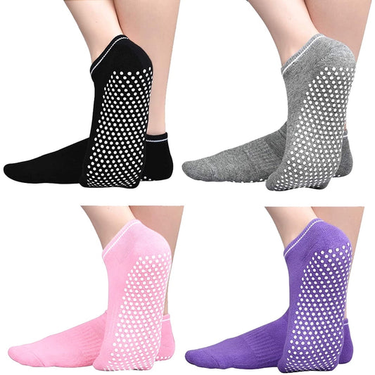 EASTIN 4 Pair Anti Slip Non Skid Slipper Socks with Grips Sticky Home Hospital Athletic Socks for Adult Women V1189-LWWAL-20260325-00475