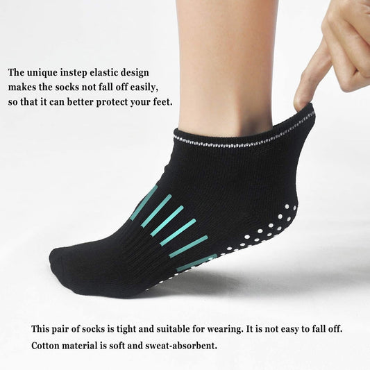 EASTIN 4 Pair Anti Slip Non Skid Slipper Socks with Grips Sticky Home Hospital Athletic Socks for Adult Women V1189-LWWAL-20260325-00475