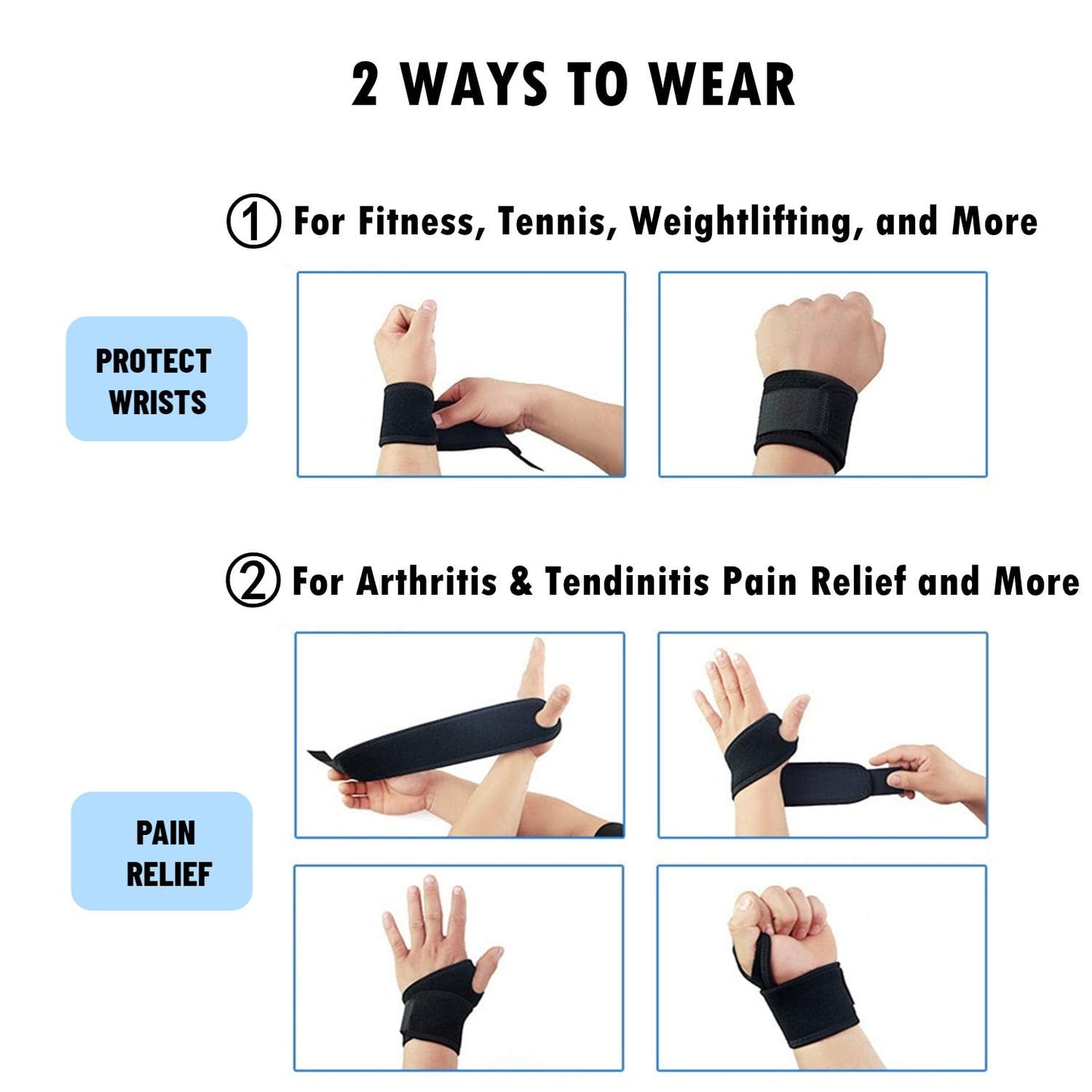 2 Pack Adjustable Sport Wrist Brace, Wrist Support, Wrist Wrap, Wrist Strap V1189-LWWAL-20260325-00480
