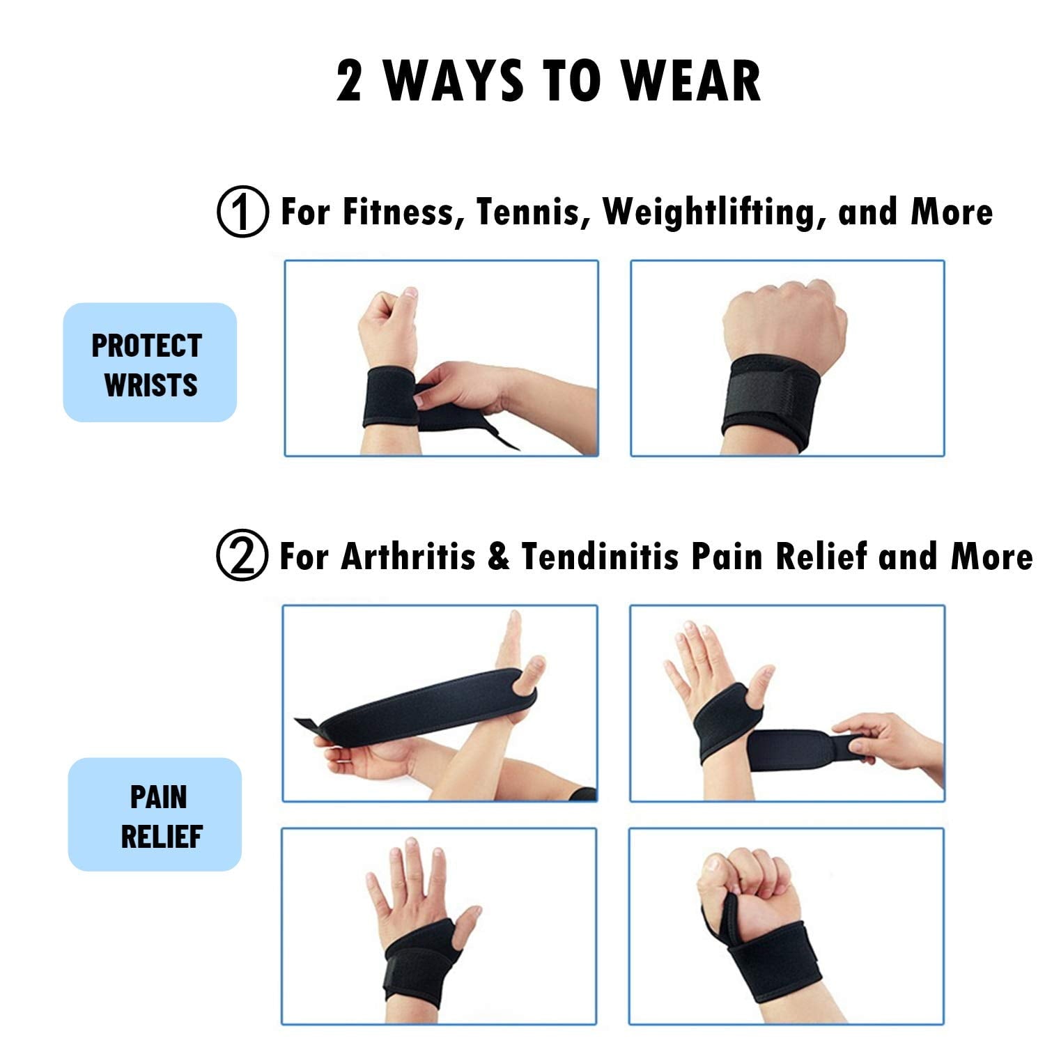 2 Pack Adjustable Sport Wrist Brace, Wrist Support, Wrist Wrap, Wrist Strap V1189-LWWAL-20260325-00480