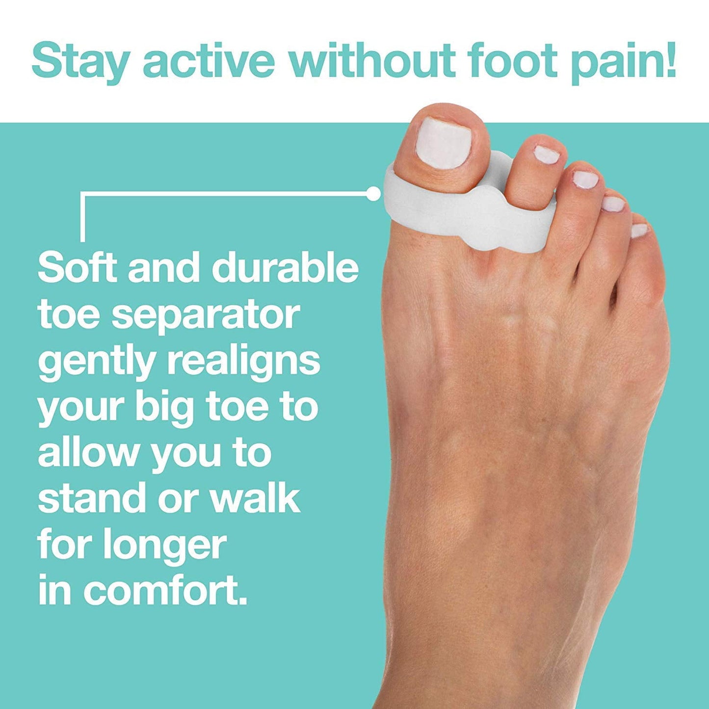 Toe Separators with 2 Loops - Pack of 4 Soft Gel Bunion Correctors - White V1189-LWWAL-20260325-00481