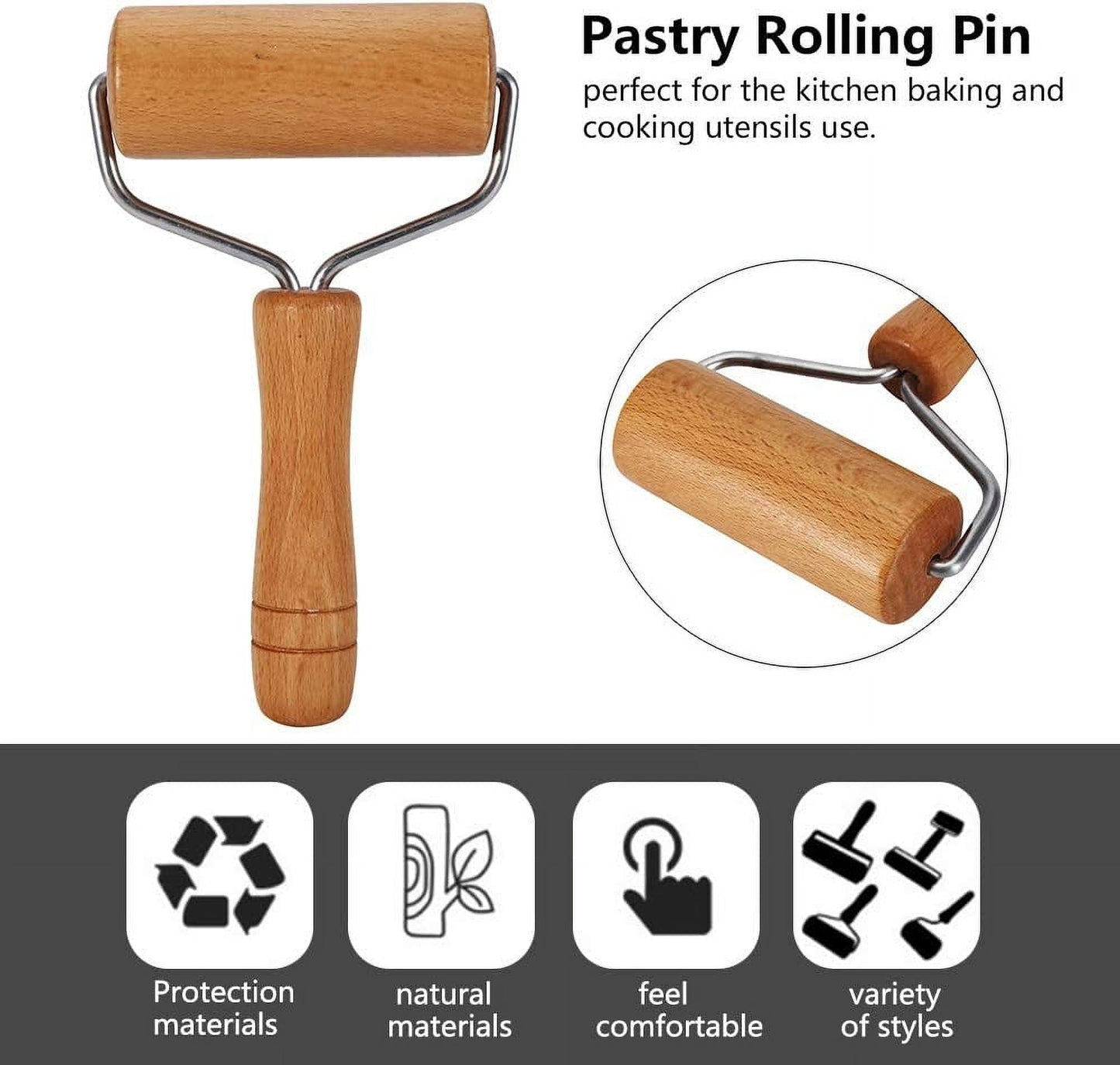 Dockapa Wooden Rolling Pin Small 9.5cm Non-stick Dough Roller V1189-LWWAL-20260325-00495