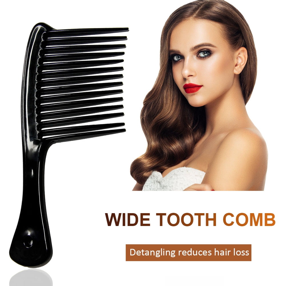 Large Wide Tooth Comb Handle Detangling Reduce Hair Loss Brush Tool (Black) Black V1189-LWWAL-20260325-00498