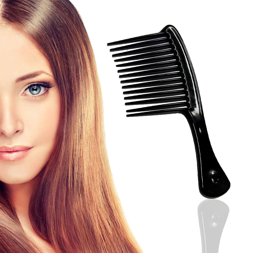 Large Wide Tooth Comb Handle Detangling Reduce Hair Loss Brush Tool (Black) Black V1189-LWWAL-20260325-00498