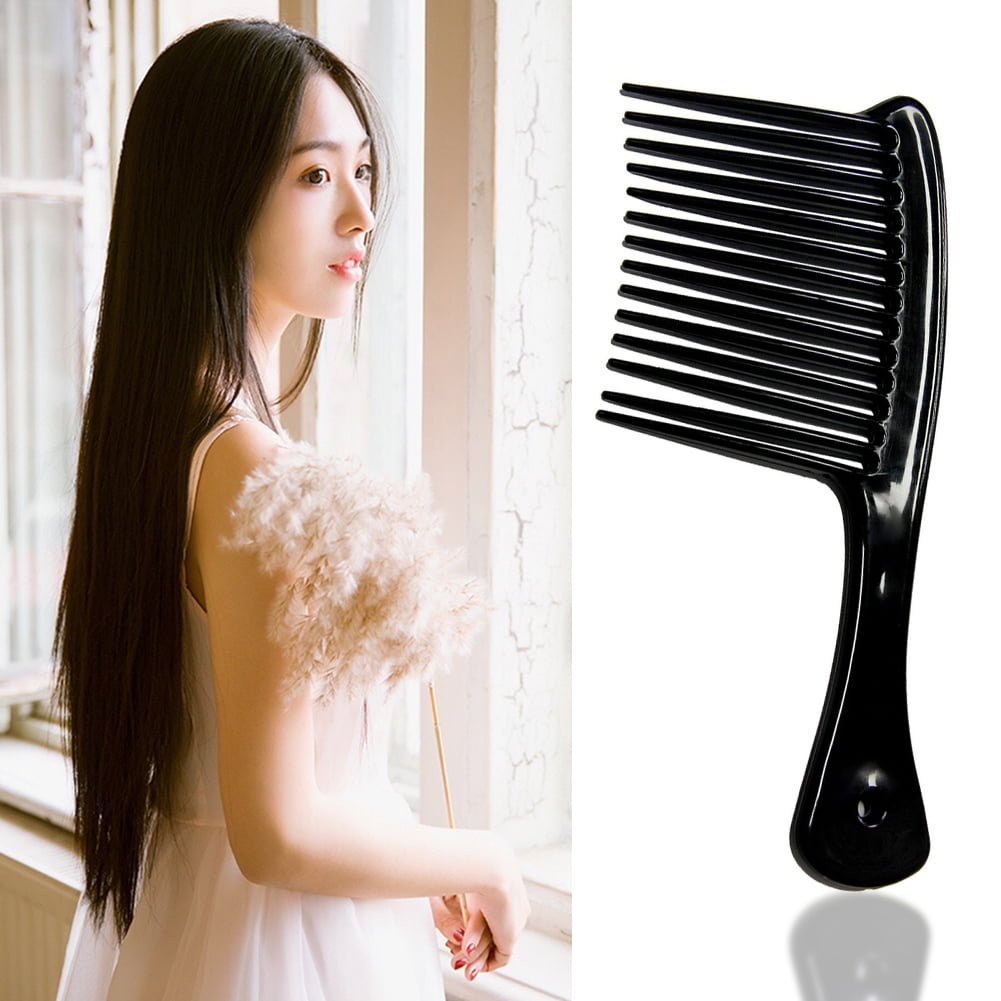 Large Wide Tooth Comb Handle Detangling Reduce Hair Loss Brush Tool (Black) Black V1189-LWWAL-20260325-00498