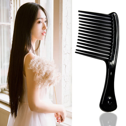 Large Wide Tooth Comb Handle Detangling Reduce Hair Loss Brush Tool (Black) Black V1189-LWWAL-20260325-00498