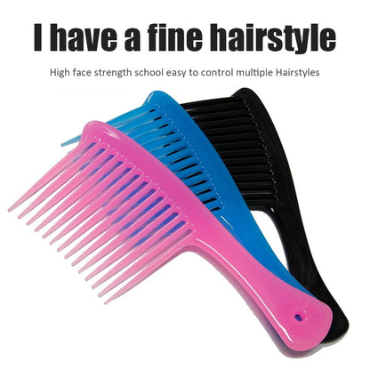 Large Wide Tooth Comb Handle Detangling Reduce Hair Loss Brush Tool (Black) Blue V1189-LWWAL-20260325-00499
