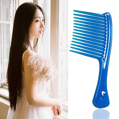 Large Wide Tooth Comb Handle Detangling Reduce Hair Loss Brush Tool (Black) Blue V1189-LWWAL-20260325-00499