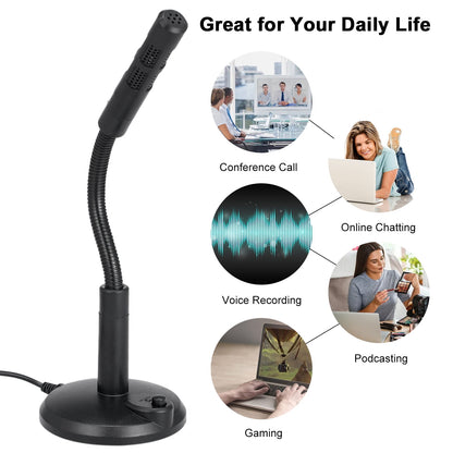 Anself USB Desktop Microphone Plug &Play PC Computer Mic for Computer Gaming Recording Chatting Singing V1189-LWWAL-20260325-00516