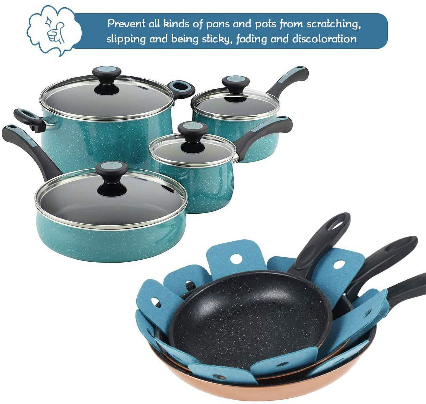 Pot Pan Protectors, Set of 12 and 4 Different Sizes, Larger & Thicker Pan Pot Separator Pads for Stacking and V1189-LWWAL-20260325-00548