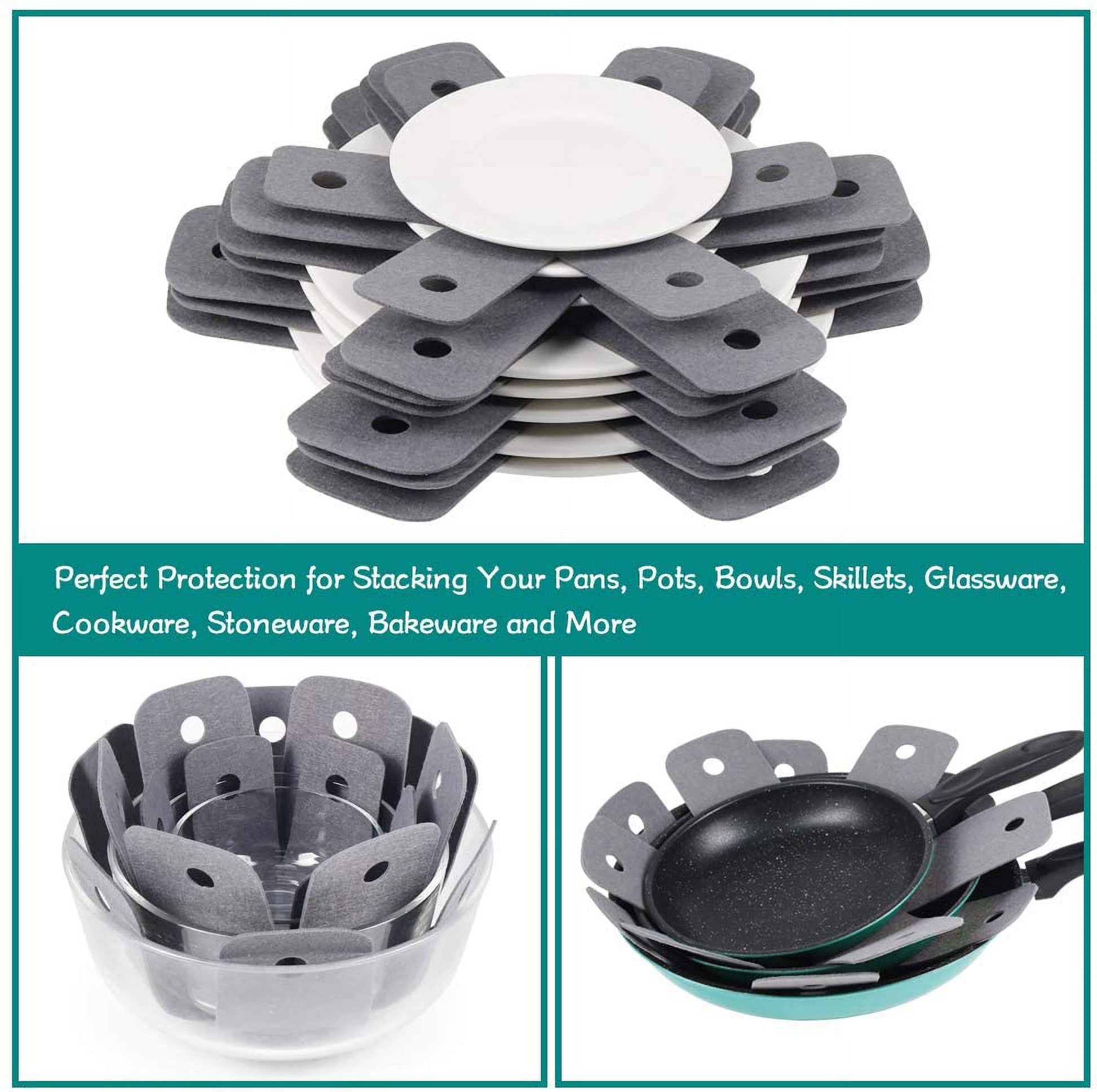Pot Pan Protectors, Set of 12 and 4 Different Sizes, Larger & Thicker Pan Pot Separator Pads for Stacking and V1189-LWWAL-20260325-00549