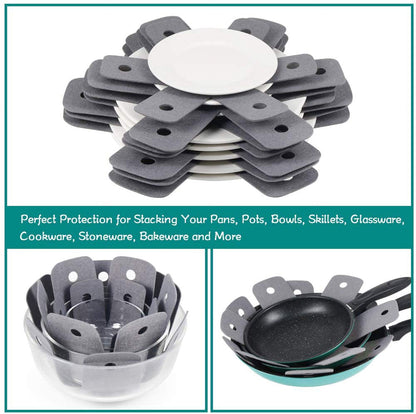 Pot Pan Protectors, Set of 12 and 4 Different Sizes, Larger & Thicker Pan Pot Separator Pads for Stacking and V1189-LWWAL-20260325-00549