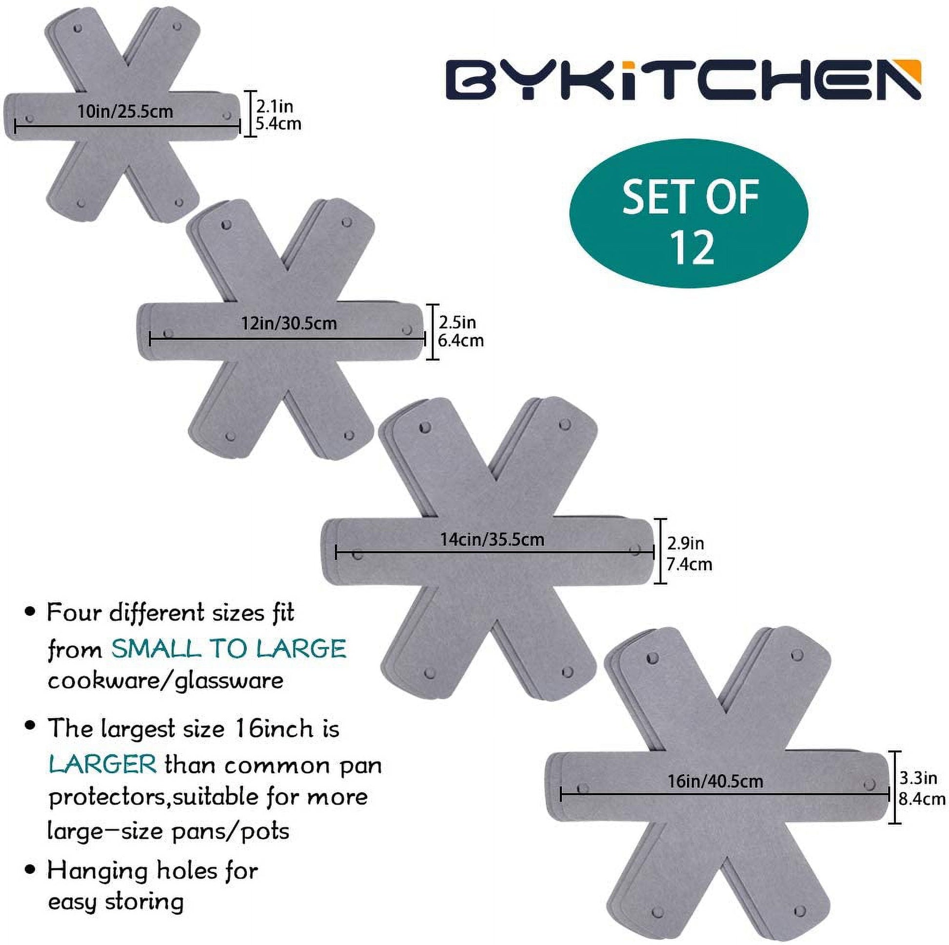 Pot Pan Protectors, Set of 12 and 4 Different Sizes, Larger & Thicker Pan Pot Separator Pads for Stacking and V1189-LWWAL-20260325-00549
