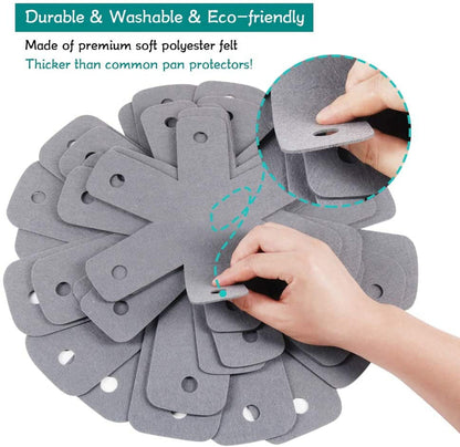 Pot Pan Protectors, Set of 12 and 4 Different Sizes, Larger & Thicker Pan Pot Separator Pads for Stacking and V1189-LWWAL-20260325-00549