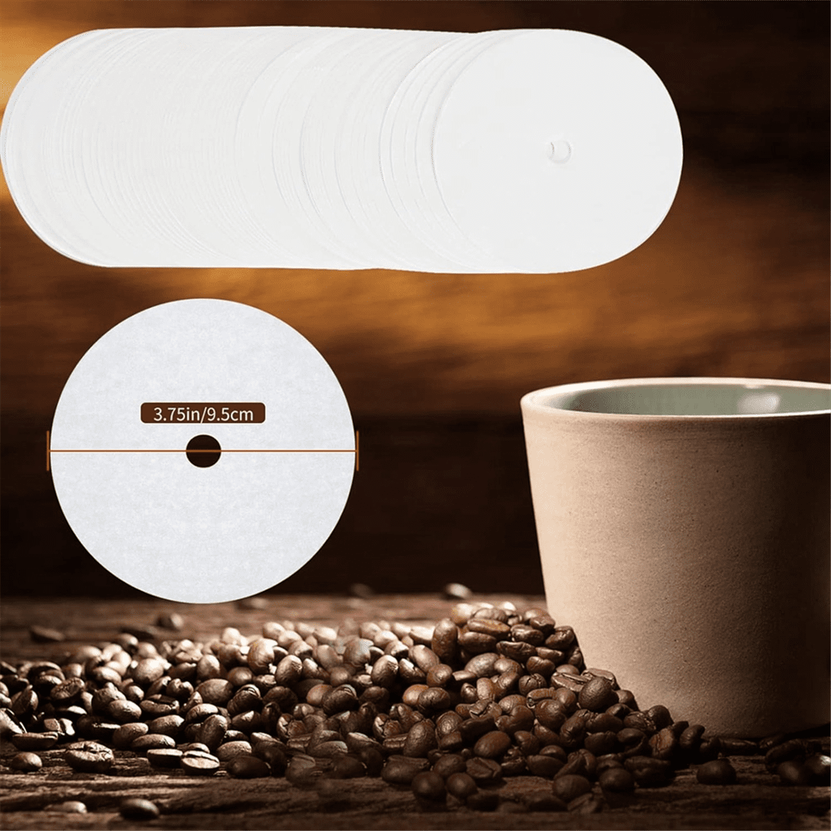 400Pcs Unbleached Percolator Coffee Filters, 3.75In Disposable Coffee Paper Filter, Disc Coffee Filters White V1189-LWWAL-20260325-00552