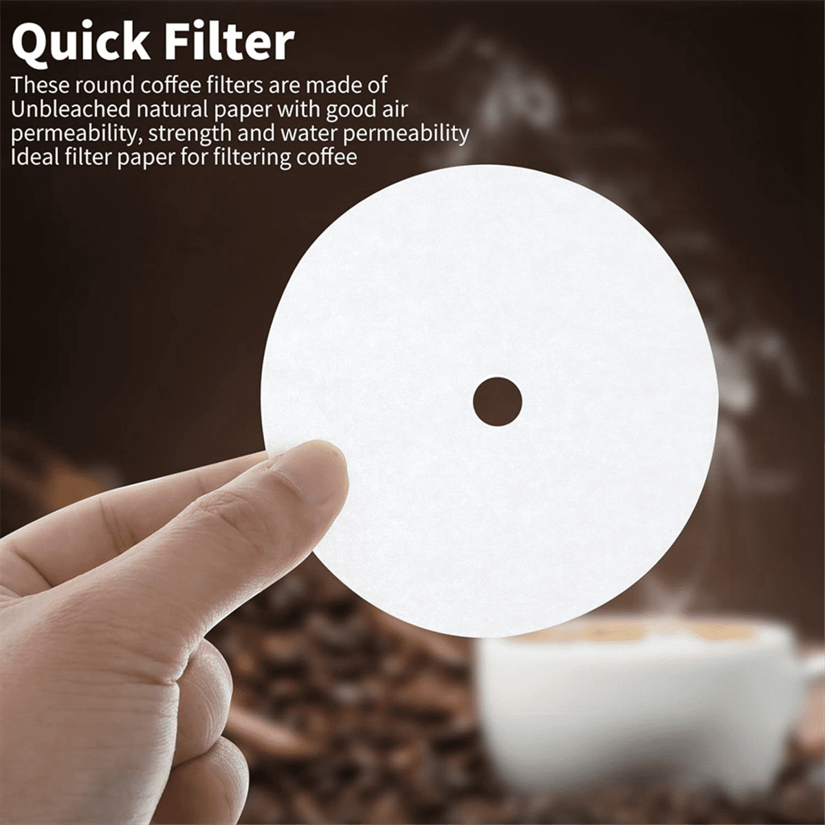 400Pcs Unbleached Percolator Coffee Filters, 3.75In Disposable Coffee Paper Filter, Disc Coffee Filters White V1189-LWWAL-20260325-00552