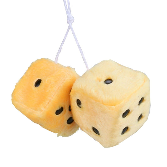 1 Pair of Retro Square Mirror Hanging Couple Fuzzy Plush Dice with Dots For Car Interior Ornament Decoration V1189-LWWAL-20260325-00553
