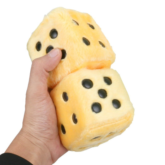 1 Pair of Retro Square Mirror Hanging Couple Fuzzy Plush Dice with Dots For Car Interior Ornament Decoration V1189-LWWAL-20260325-00553