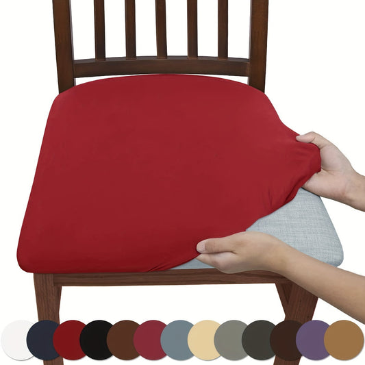 4pcs/6pcs Solid Color Brushed High Elastic Chair Cover, Simple Soft And Comfortable Chair Seat Cover, V1189-LWWAL-20260325-00572