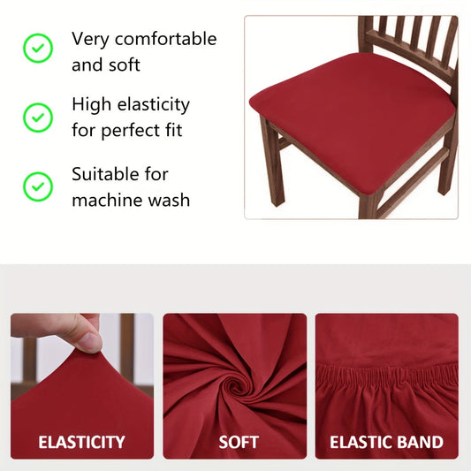 4pcs/6pcs Solid Color Brushed High Elastic Chair Cover, Simple Soft And Comfortable Chair Seat Cover, V1189-LWWAL-20260325-00580