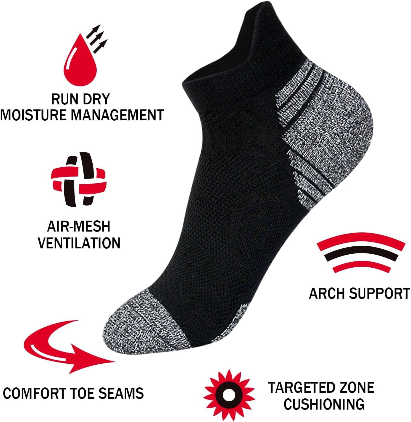 Tsoduce 5 Pairs Athletic Ankle Womens Socks Running Compression Socks for Women Cozy Low Cut Performance Soft V1189-LWWAL-20260325-00586