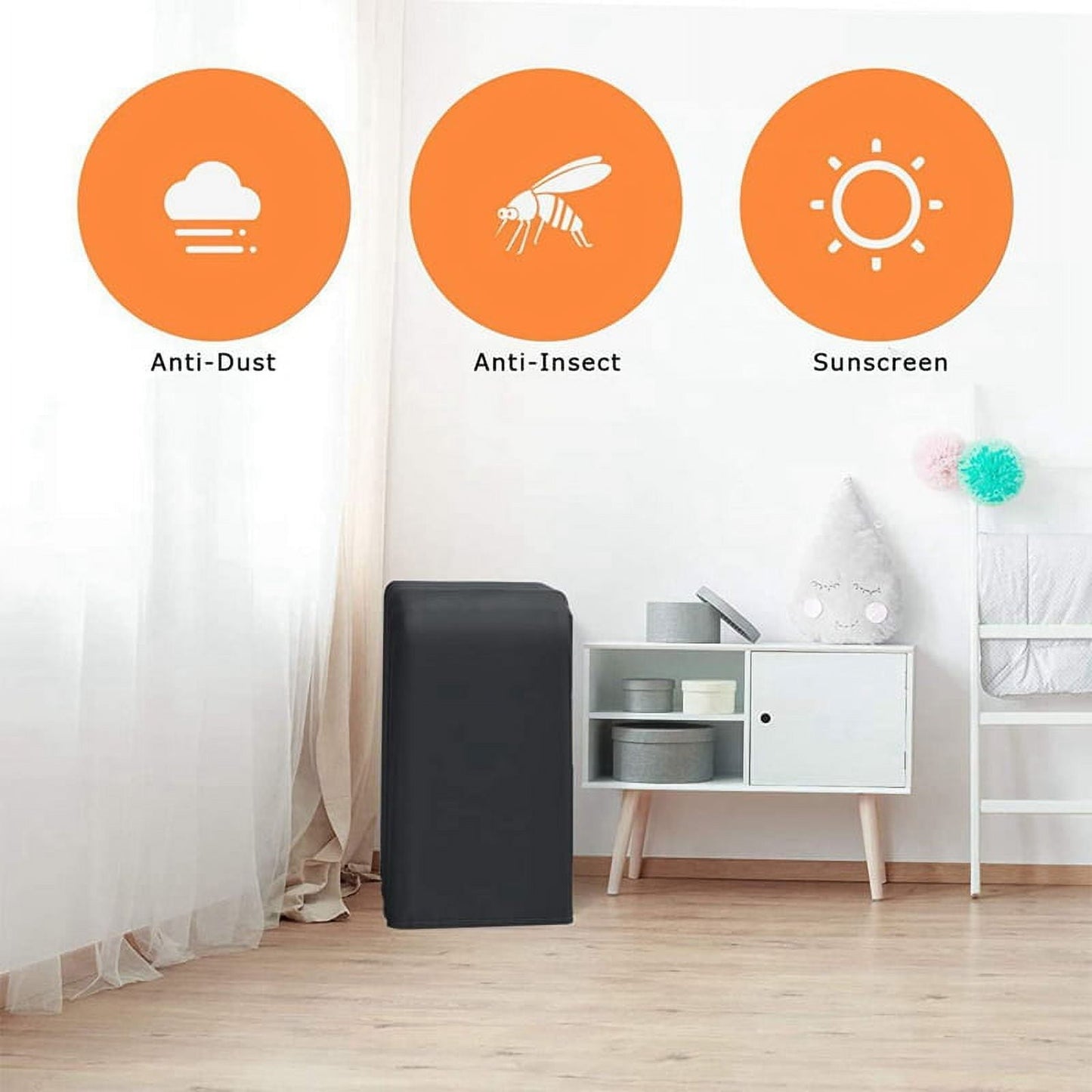 Portable Air Conditioner Cover Waterproof Matte Zipper Bag Black V1189-LWWAL-20260325-00588
