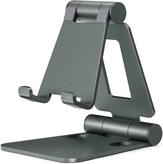 Dual Folding Cell Phone Stand, Fully Adjustable Foldable Desktop Phone Holder Cradle Dock Compatible with V1189-LWWAL-20260325-00596