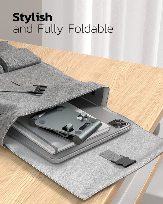 Dual Folding Cell Phone Stand, Fully Adjustable Foldable Desktop Phone Holder Cradle Dock Compatible with V1189-LWWAL-20260325-00596