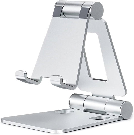Dual Folding Cell Phone Stand, Fully Adjustable Foldable Desktop Phone Holder Cradle Dock Compatible with V1189-LWWAL-20260325-00597