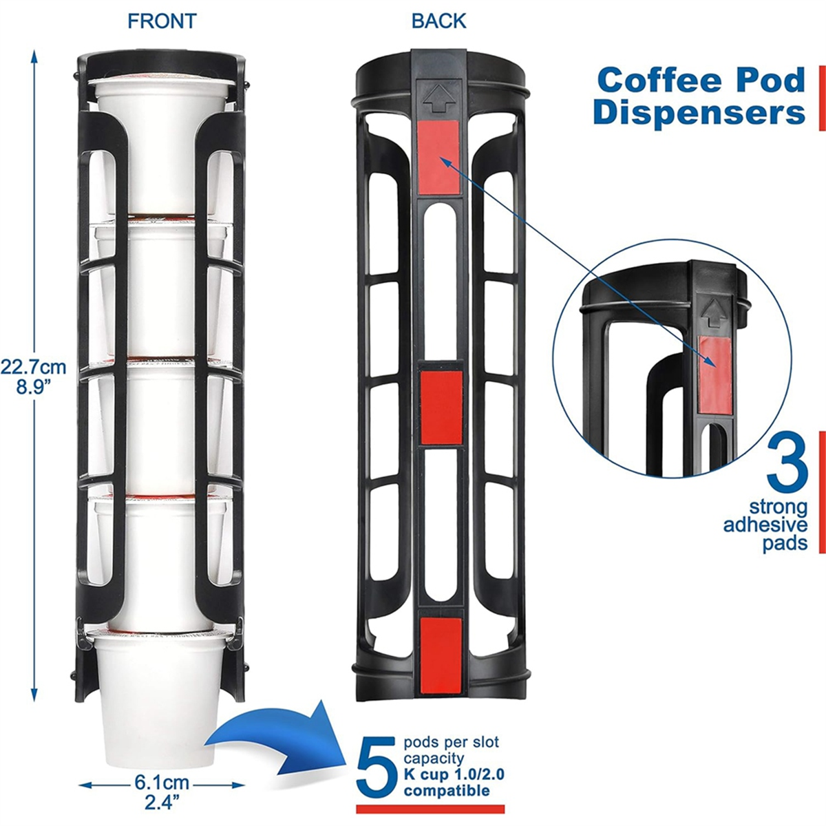 2pcs Coffee Pod Holder Side Mount for K Cup Pods Dispenser for Single- Coffee Makers Black V1189-LWWAL-20260325-00610
