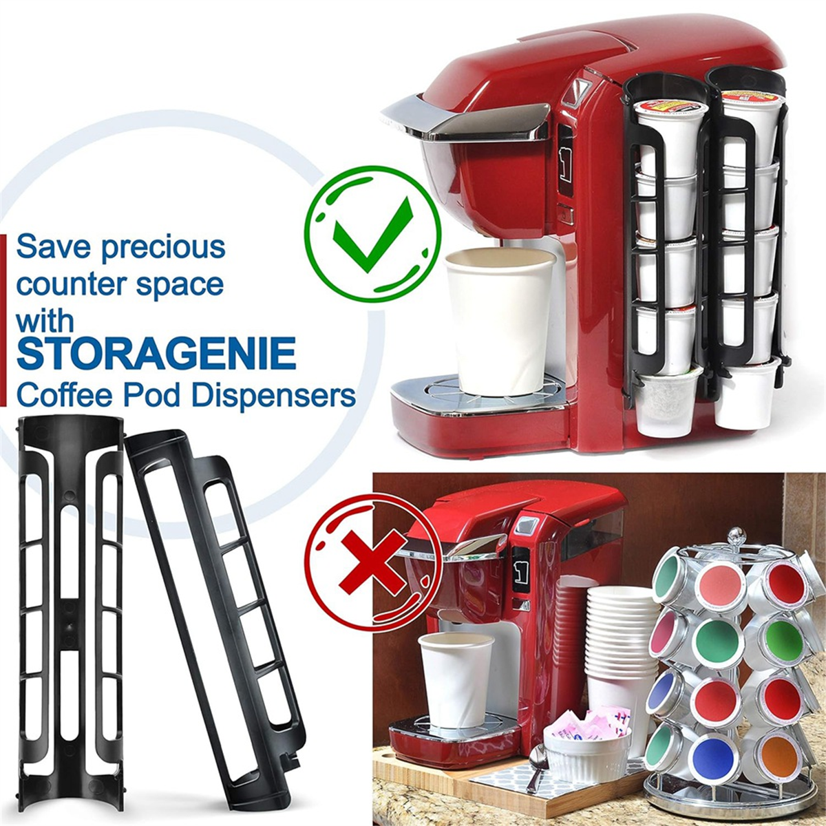 2pcs Coffee Pod Holder Side Mount for K Cup Pods Dispenser for Single- Coffee Makers Black V1189-LWWAL-20260325-00610