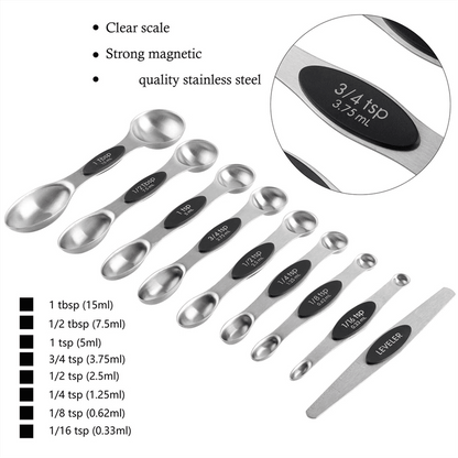 16Pc Magnetic Stainless Steel Measuring Cups & Spoons Set, 7 Heavy Duty Cups,8 Double Sided Spoons with V1189-LWWAL-20260325-00627