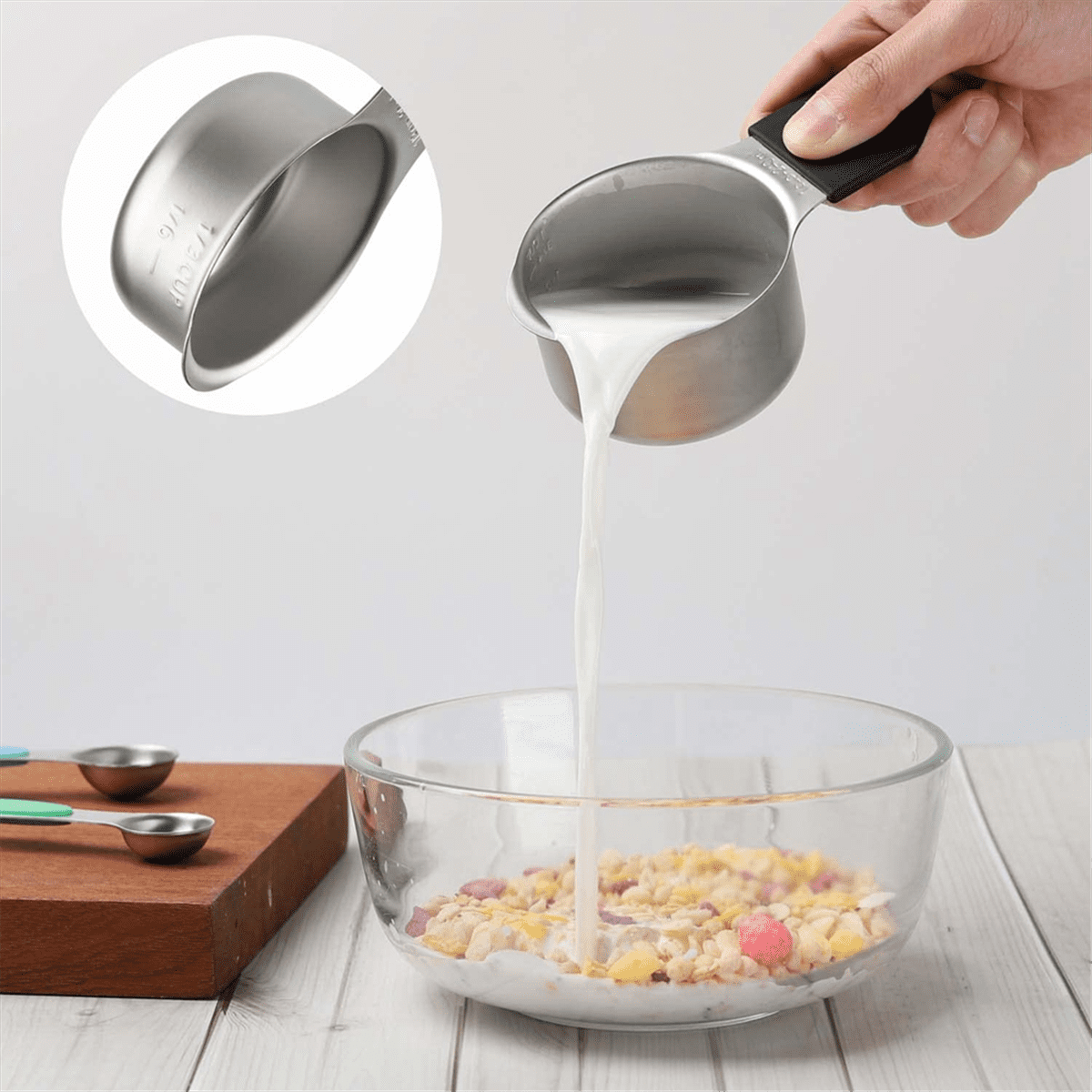 16Pc Magnetic Stainless Steel Measuring Cups & Spoons Set, 7 Heavy Duty Cups,8 Double Sided Spoons with V1189-LWWAL-20260325-00627