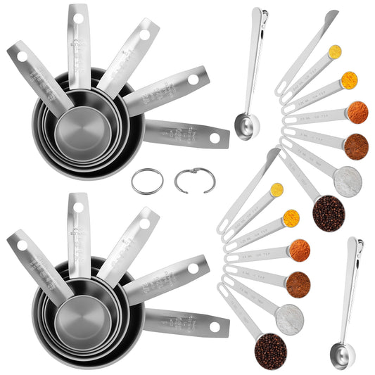 16Pc Magnetic Stainless Steel Measuring Cups & Spoons Set, 7 Heavy Duty Cups,8 Double Sided Spoons with V1189-LWWAL-20260325-00628