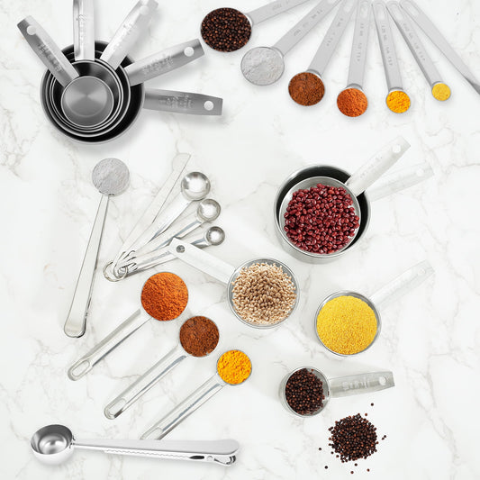 16Pc Magnetic Stainless Steel Measuring Cups & Spoons Set, 7 Heavy Duty Cups,8 Double Sided Spoons with V1189-LWWAL-20260325-00628