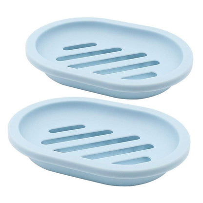 2-Pack Soap Dish with Drain, Soap Holder, Soap Saver, Easy Cleaning, Dry, Stop Mushy Soap (Gray) Blue V1189-LWWAL-20260325-00629