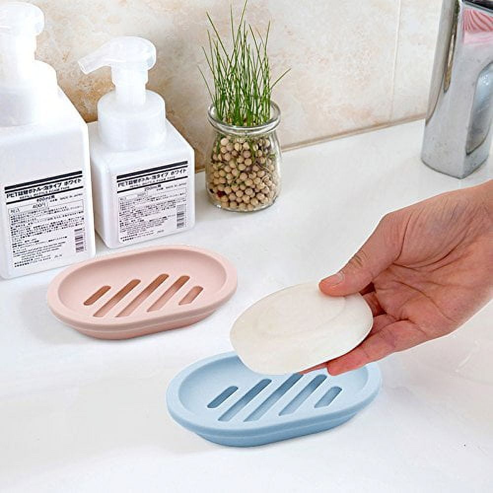 2-Pack Soap Dish with Drain, Soap Holder, Soap Saver, Easy Cleaning, Dry, Stop Mushy Soap (Gray) Blue V1189-LWWAL-20260325-00629