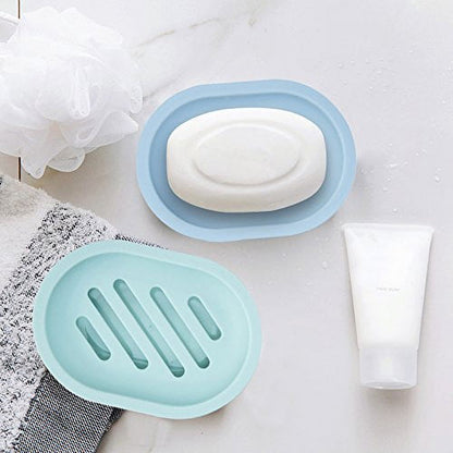2-Pack Soap Dish with Drain, Soap Holder, Soap Saver, Easy Cleaning, Dry, Stop Mushy Soap (Gray) Blue V1189-LWWAL-20260325-00629
