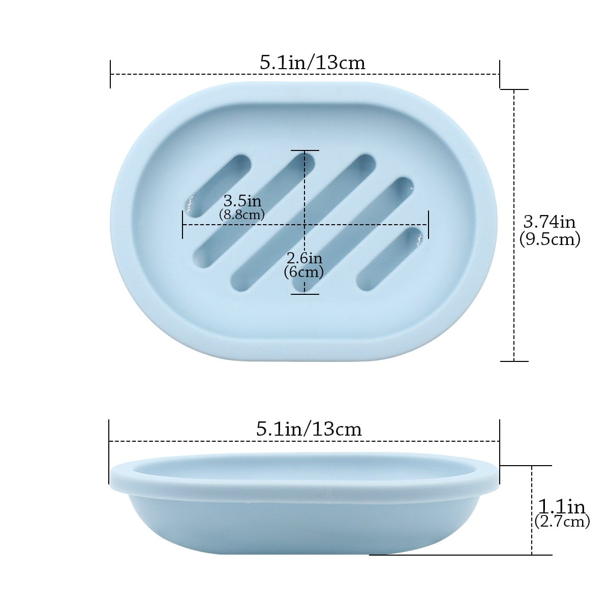 2-Pack Soap Dish with Drain, Soap Holder, Soap Saver, Easy Cleaning, Dry, Stop Mushy Soap (Gray) Blue V1189-LWWAL-20260325-00629