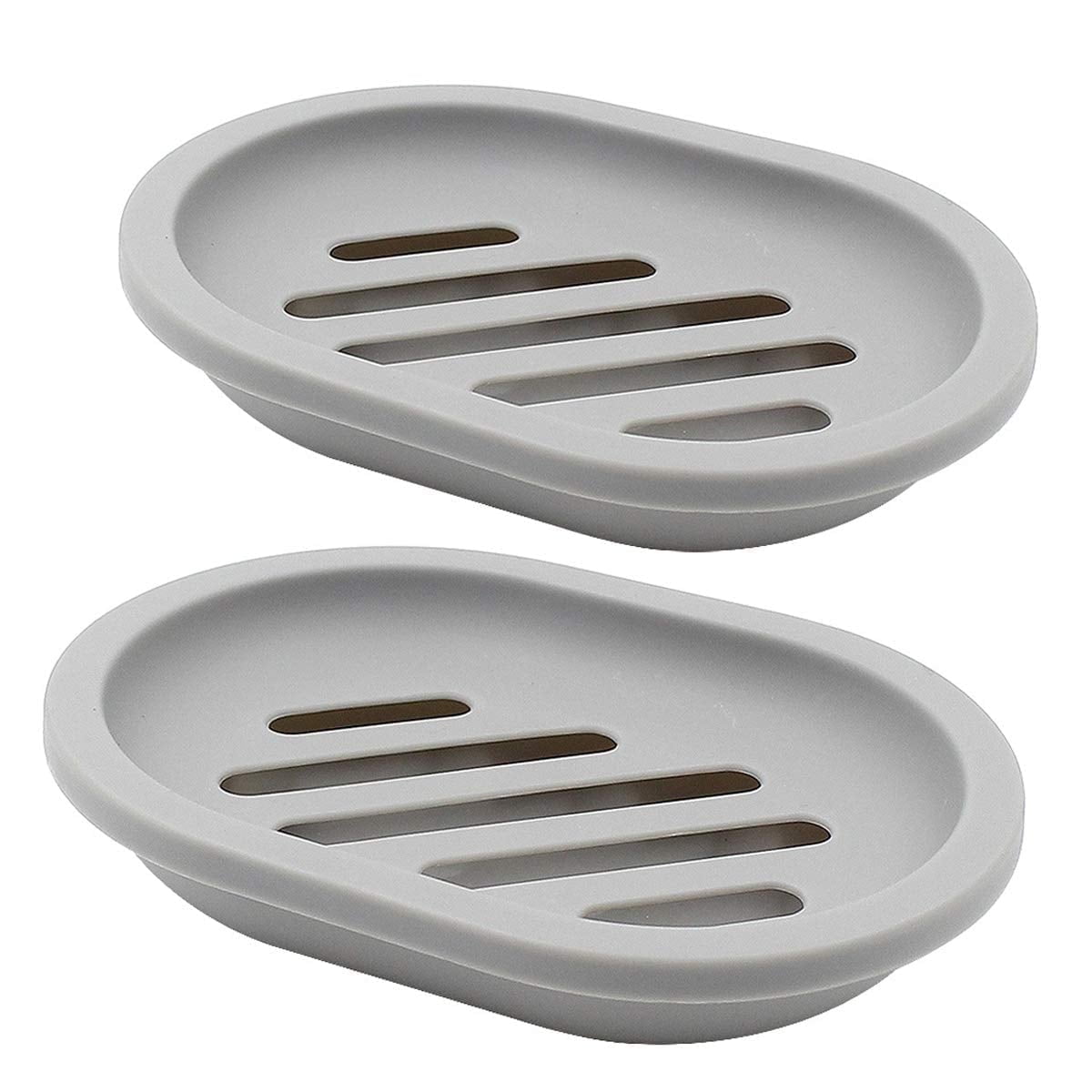 2-Pack Soap Dish with Drain, Soap Holder, Soap Saver, Easy Cleaning, Dry, Stop Mushy Soap (Gray) Gray V1189-LWWAL-20260325-00630