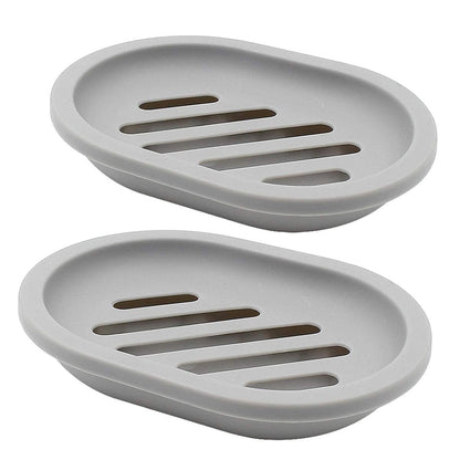 2-Pack Soap Dish with Drain, Soap Holder, Soap Saver, Easy Cleaning, Dry, Stop Mushy Soap (Gray) Gray V1189-LWWAL-20260325-00630