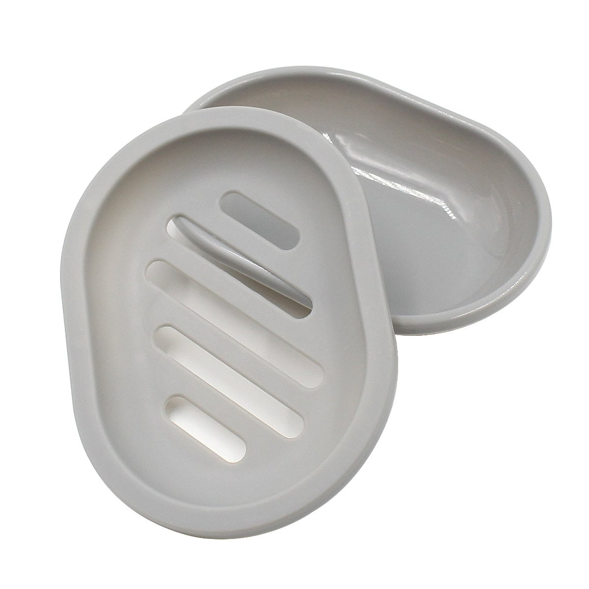 2-Pack Soap Dish with Drain, Soap Holder, Soap Saver, Easy Cleaning, Dry, Stop Mushy Soap (Gray) Gray V1189-LWWAL-20260325-00630