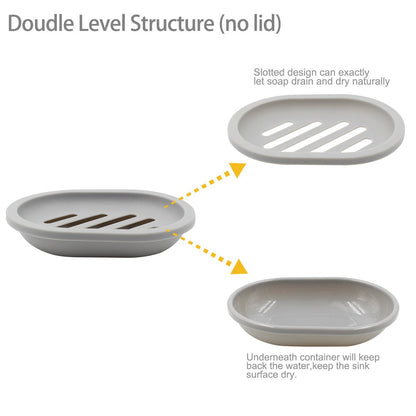 2-Pack Soap Dish with Drain, Soap Holder, Soap Saver, Easy Cleaning, Dry, Stop Mushy Soap (Gray) Gray V1189-LWWAL-20260325-00630
